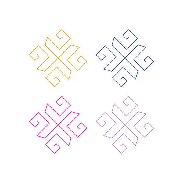 Colorful Mandala Art Sign Symbol Logo Vector Wit Rechtenvrije Stockvectors
