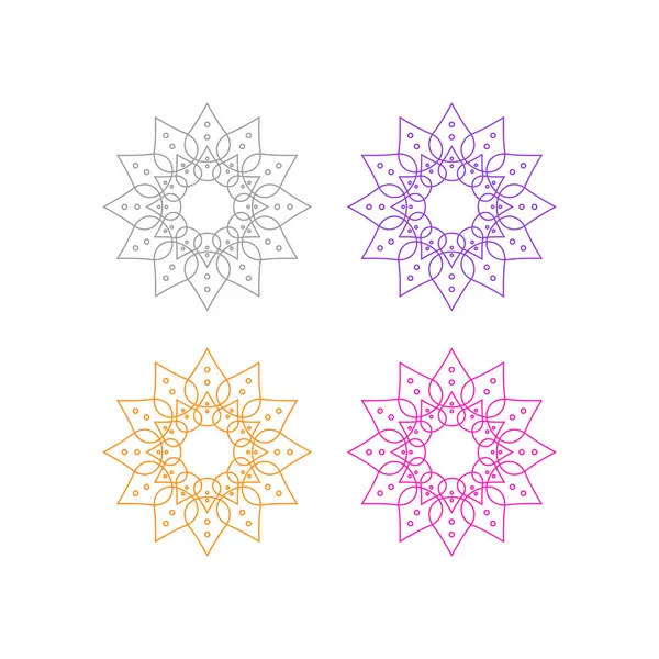 Colorful Mandala Art Sign Symbol Logo Vector Fehéren Izolálva Jogdíjmentes Stock Illusztrációk