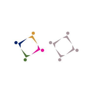 COLORFUL İNSANLARI BİR Ekip Çalışması İşaretçiler Beyazlar Üzerine İşaret Sembolü Logosu