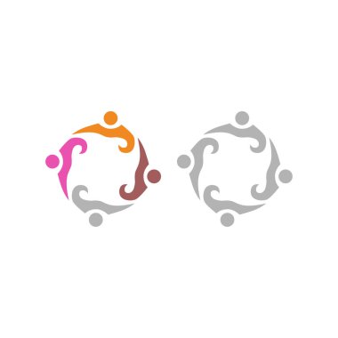 COLORFUL İNSANLARI BİR Ekip Çalışması İşaretçiler Beyazlar Üzerine İşaret Sembolü Logosu