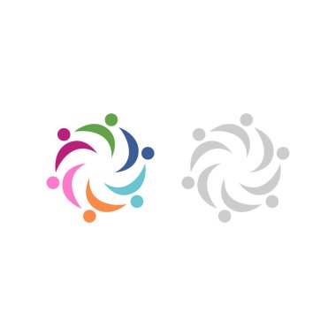 COLORFUL İNSANLARI BİR Ekip Çalışması İşaretçiler Beyazlar Üzerine İşaret Sembolü Logosu