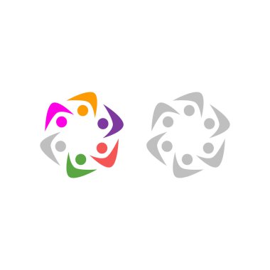 COLORFUL İNSANLARI BİR Ekip Çalışması İşaretçiler Beyazlar Üzerine İşaret Sembolü Logosu