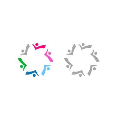 COLORFUL İNSANLARI BİR Ekip İşaret İşareti Logosu VECTOR