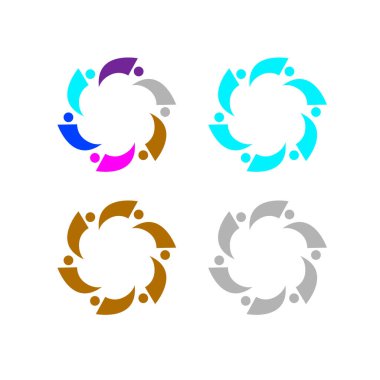 COLORFUL İNSANLARI BİR Ekip İşaret İşareti Logosu VECTOR