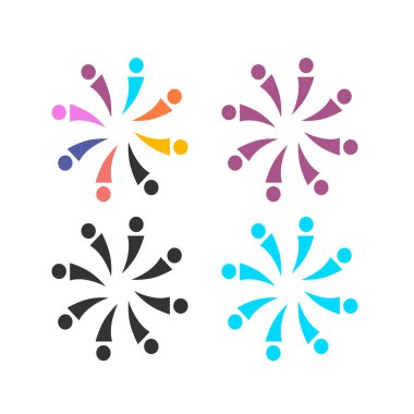 COLORFUL İNSANLARI BİR Ekip İşaret İşareti Logosu VECTOR