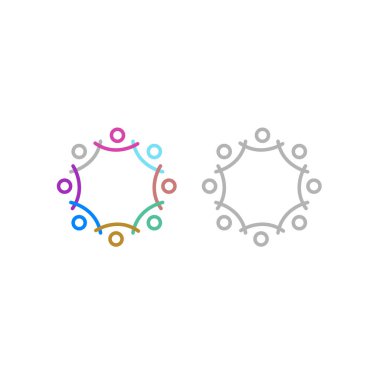 COLORFUL İNSANLARI BİR Ekip İşaret İşareti Logosu VECTOR