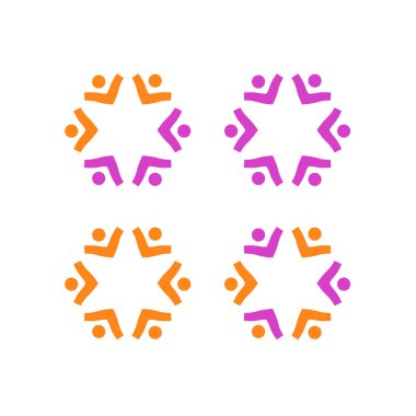 COLORFUL İNSANLARI BİR Ekip İşaret İşareti Logosu VECTOR