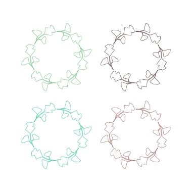 Doğal Yapraklar Çemberde İşaret Sembol Logo Vektörü Beyazda izole