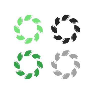 Doğal Yapraklar Çemberde İşaret Sembol Logo Vektörü Beyazda izole