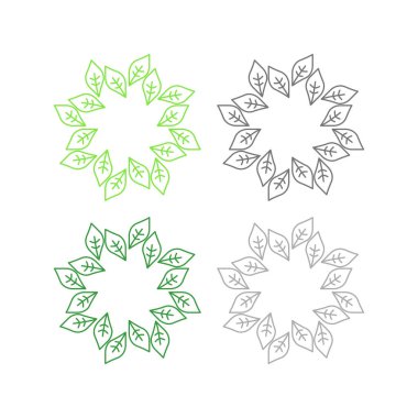 Doğal Yapraklar Çemberde İşaret Sembol Logo Vektörü Beyazda izole