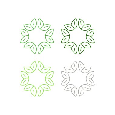 Doğal Yapraklar Çemberde İşaret Sembol Logo Vektörü Beyazda izole