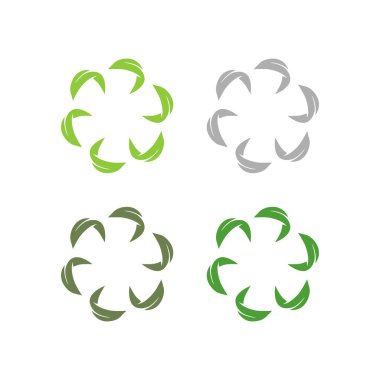 Doğal Yapraklar Çemberde İşaret Sembol Logo Vektörü Beyazda izole