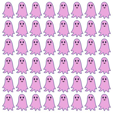 Cadılar Bayramı Renkli Retro Hayalet Desen Arkaplanı