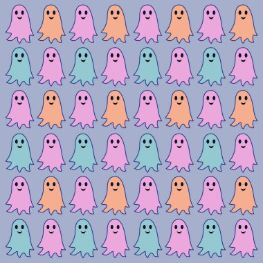 Cadılar Bayramı Renkli Retro Hayalet Desen Arkaplanı