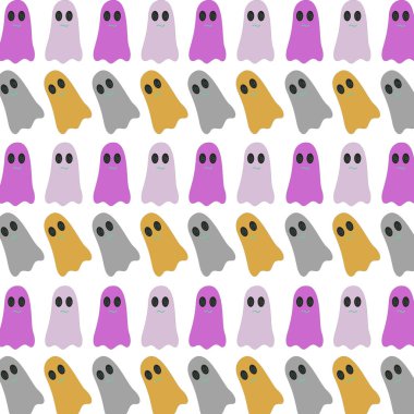 Cadılar Bayramı Renkli Retro Hayalet Desen Arkaplanı