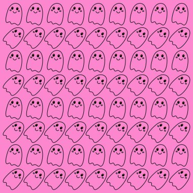 Cadılar Bayramı Retro Hayaletleri Desen Deseni Doku Duvar Vektörü