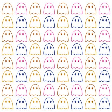 Cadılar Bayramı Renkli Retro Hayalet Desen Arkaplanı