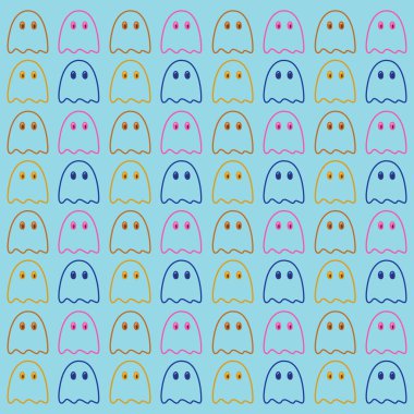 Cadılar Bayramı Renkli Retro Hayalet Desen Arkaplanı