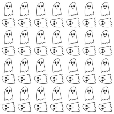 Cadılar Bayramı Retro Hayaletleri Desen Deseni Doku Duvar Vektörü