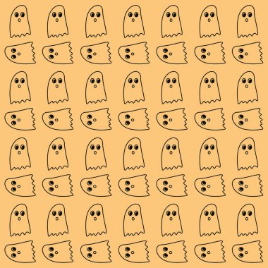 Cadılar Bayramı Retro Hayaletleri Desen Deseni Doku Duvar Vektörü