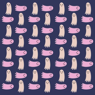 Cadılar Bayramı Renkli Retro Hayalet Desen Arkaplanı