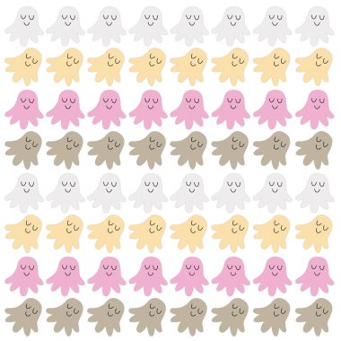 Komik Cadılar Bayramı Hayaletleri Cadılar Bayramı Desenli Arka plan Wallart VECTOR