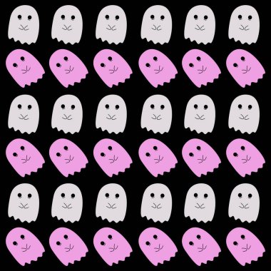 Funny Halloween Ghosts Halloween Pattern Texture Background Wallart VECTOR clipart