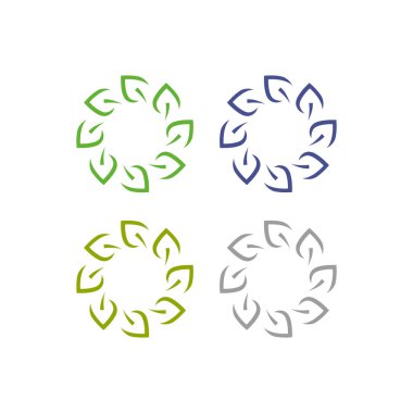 Doğal Yeşil Yapraklar İşaret Sembolü Logosu VECTOR