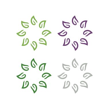 Doğal Yeşil Yapraklar İşaret Sembolü Logosu VECTOR