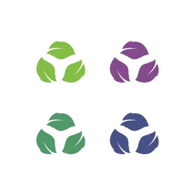 Doğal Yeşil Yapraklar İşaret Sembolü Logosu VECTOR