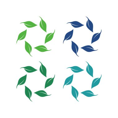 Doğal Yeşil Yapraklar İşaret Sembolü Logosu VECTOR