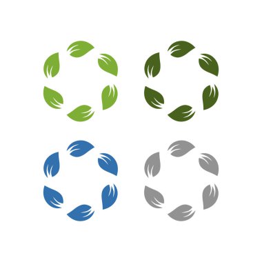Doğal Yeşil Yapraklar İşaret Sembolü Logosu VECTOR