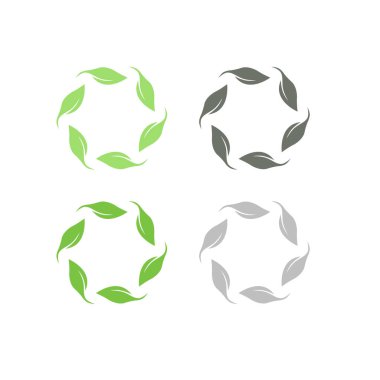 Doğal Yeşil Yapraklar İşaret Sembolü Logosu VECTOR