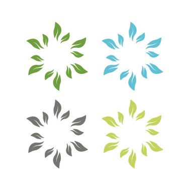 Doğal Yeşil Yapraklar İşaret Sembolü Logosu VECTOR