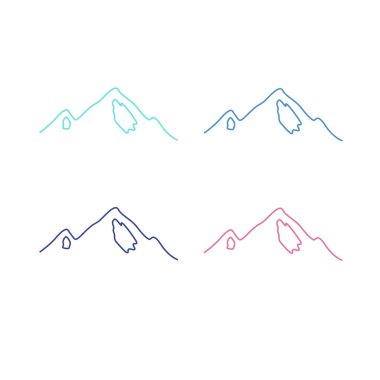 KOLORFUL HILL İŞARETİ İŞARETİ Bembeyaz üzerine VECTOR İŞARETİ