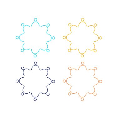 Çember İşaret Sembolü Logosundaki Renkli İnsanlar VECTOR