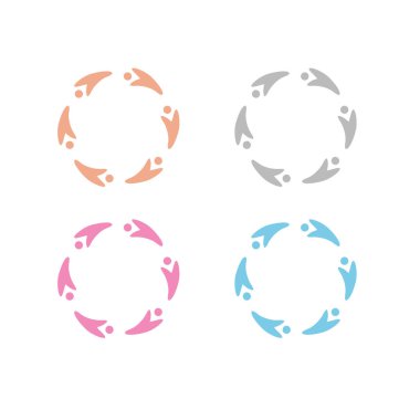Çember İşaret Sembolü Logosundaki Renkli İnsanlar VECTOR