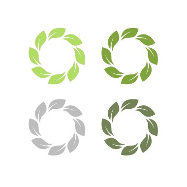 Doğal Yapraklar Çemberde İşaret Sembol Logosu Vektörü
