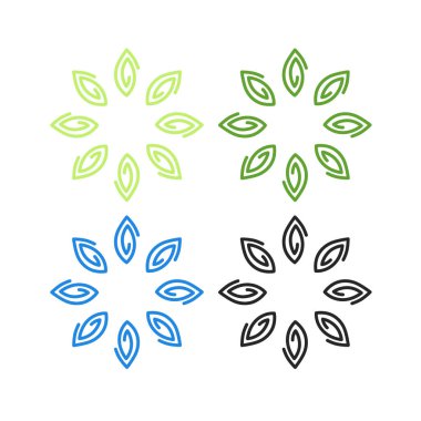 Doğal Yapraklar Çemberde İşaret Sembol Logosu Vektörü
