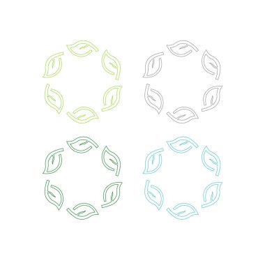 Doğal Yapraklar Çemberde İşaret Sembol Logosu Vektörü