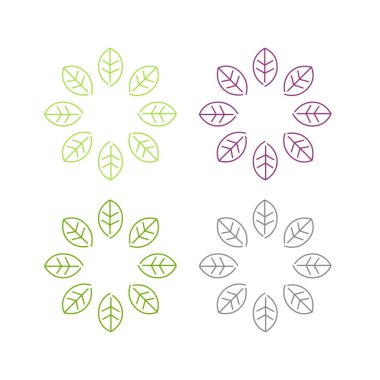 Doğal Yapraklar Çemberde İşaret Sembol Logosu Vektörü