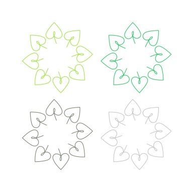 Doğal Yapraklar Çemberde İşaret Sembol Logosu Vektörü