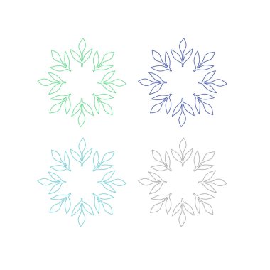 Doğal Yapraklar Çemberde İşaret Sembol Logosu Vektörü