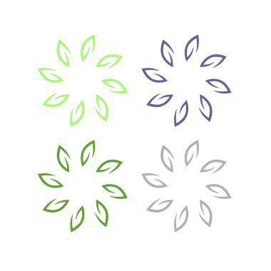 Doğal Yapraklar Çemberde İşaret Sembol Logosu Vektörü