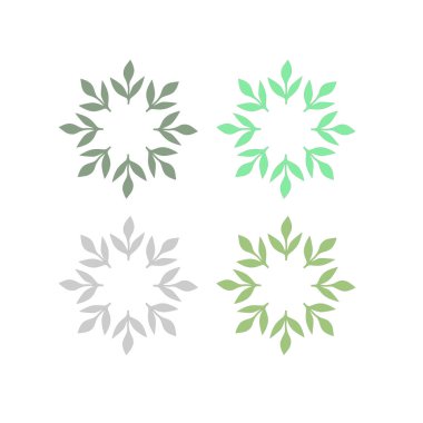 Doğal Yapraklar Çemberde İşaret Sembol Logosu Vektörü