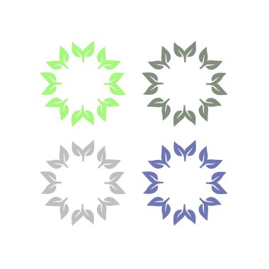 Doğal Yeşil Yapraklar İşaret Sembolü Logosu VECTOR