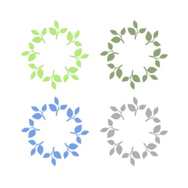 Doğal Yeşil Yapraklar İşaret Sembolü Logosu VECTOR