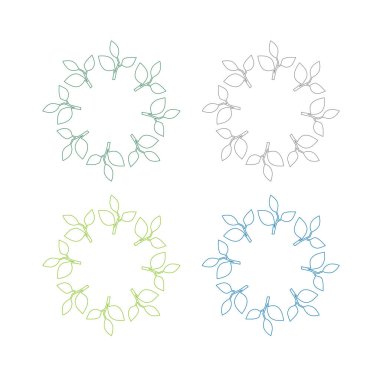 Doğal Yeşil Yapraklar İşaret Sembolü Logosu VECTOR