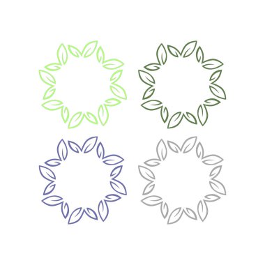 Doğal Yapraklar Çemberde İşaret Sembol Logosu Vektörü