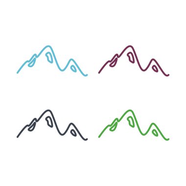 Renkli Dağlar Sembol Logo Vektörünü İmzala